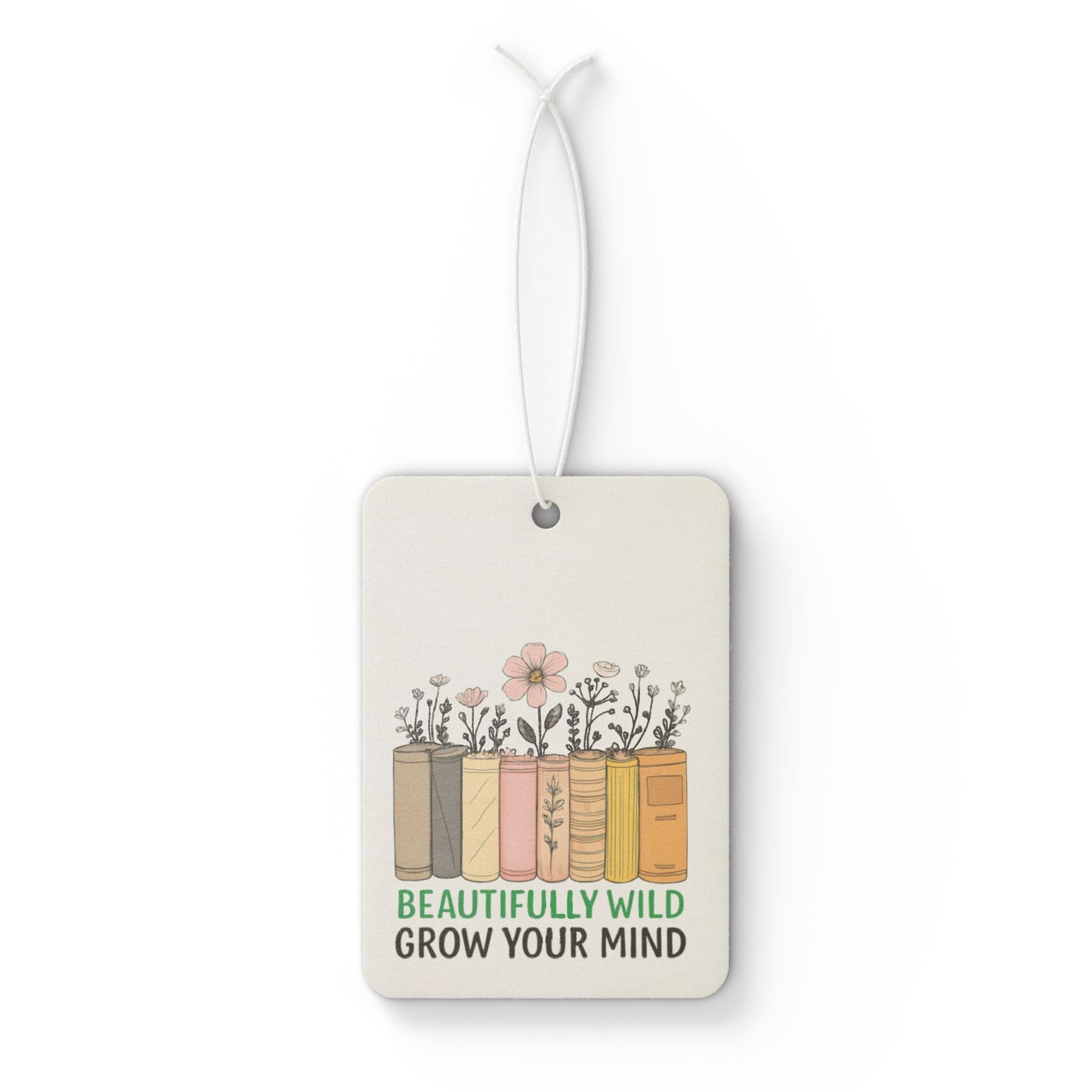 Beautifully Wild Car Air Freshener - Grow Your Mind, Floral Scented Decor, Home & Auto Aromatherapy, Gift for Book Lovers