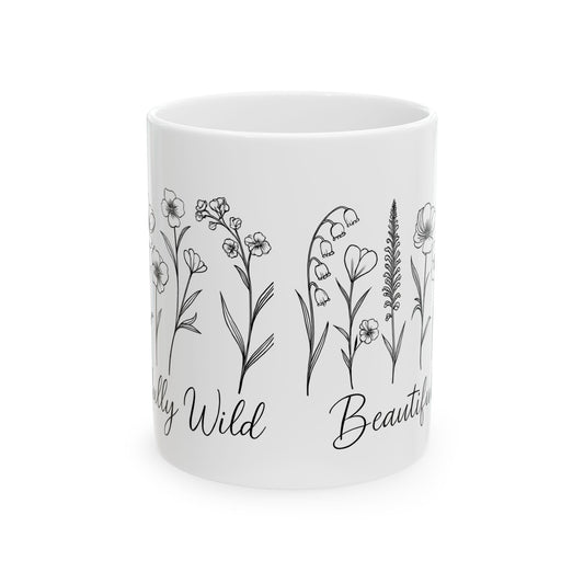Floral Inspirational Ceramic Mug, Botanical Coffee Cup, Gifts for Nature Lovers, Cute Housewarming Present, Tea Lover's Mug