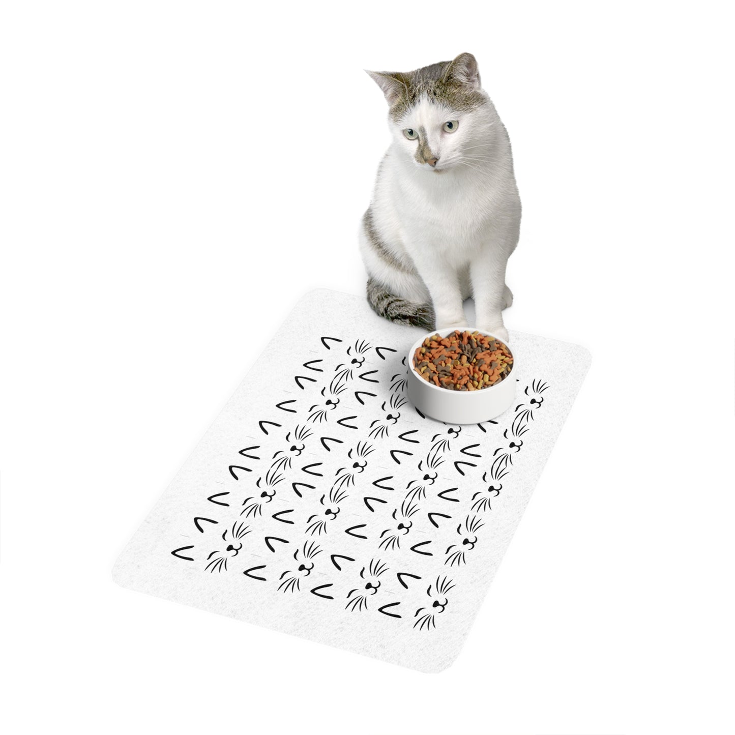 Cute Cat-Themed Pet Food Mat, Whimsical Cat Design, Non-Slip Feeding Mat for Dogs & Cats, Fun Pet Accessories, Kitchen Decor