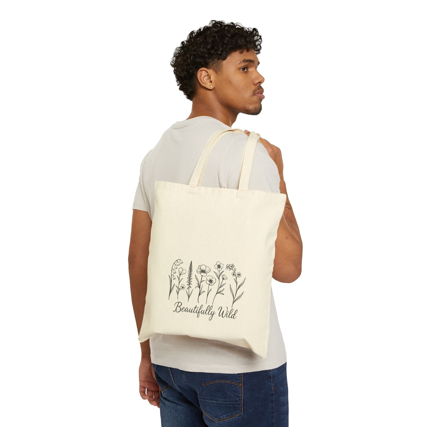 Beautifully Wild Floral Cotton Canvas Tote Bag | Eco-Friendly Shopping Bag, Beach Tote, Gift Bag, Reusable Grocery Bag, Floral Art