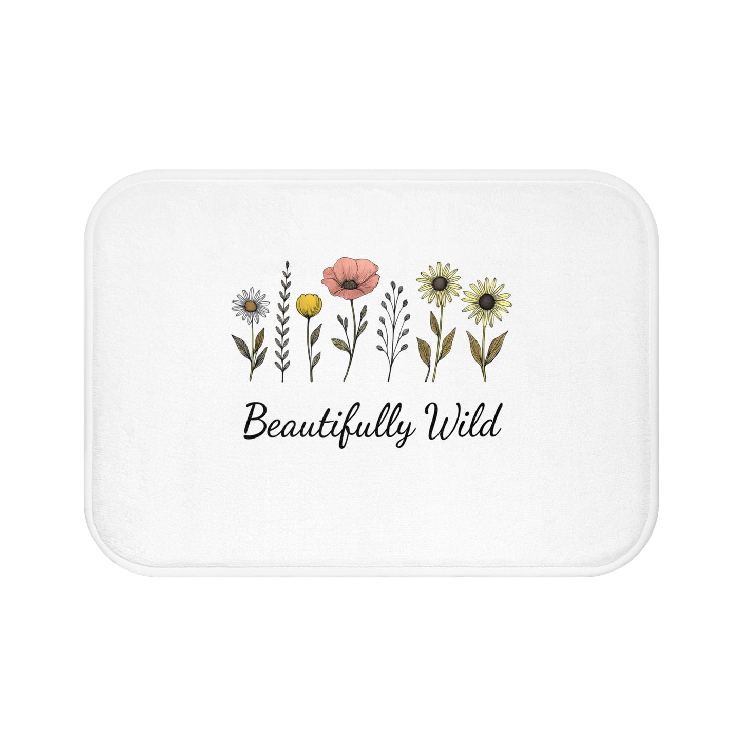 Beautifully Wild Floral Bath Mat, Botanical Decor, Spa Bathroom Accessory, Gift for Nature Lovers, Summer Home Decor