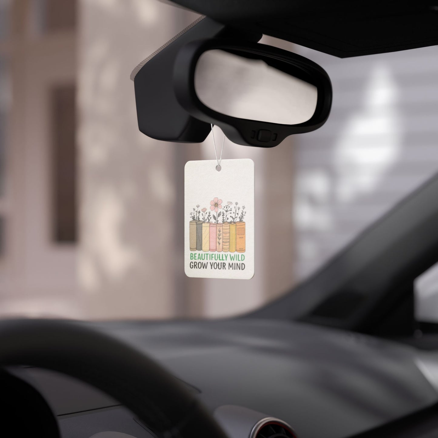 Beautifully Wild Car Air Freshener - Grow Your Mind, Floral Scented Decor, Home & Auto Aromatherapy, Gift for Book Lovers
