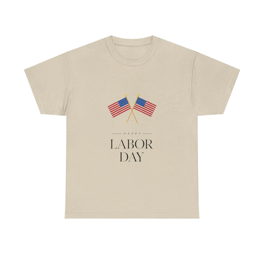 Labor Day Unisex Heavy Cotton Tee, Casual Tee, Holiday Apparel, Patriotic Shirt, USA Pride Tee, Gift for Labor Day