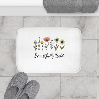Beautifully Wild Floral Bath Mat, Botanical Decor, Spa Bathroom Accessory, Gift for Nature Lovers, Summer Home Decor