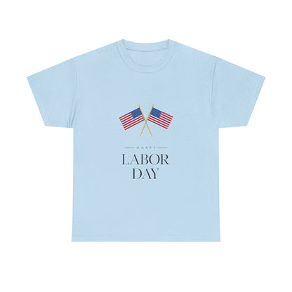 Labor Day Unisex Heavy Cotton Tee, Casual Tee, Holiday Apparel, Patriotic Shirt, USA Pride Tee, Gift for Labor Day