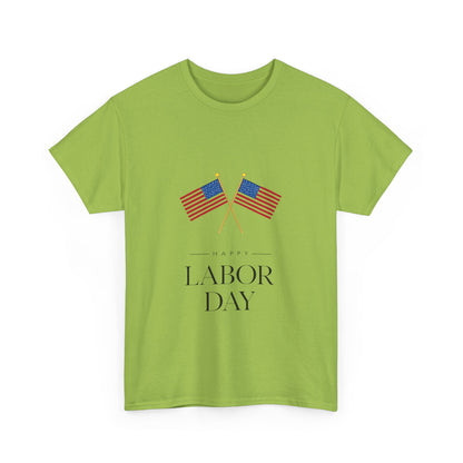 Labor Day Unisex Heavy Cotton Tee, Casual Tee, Holiday Apparel, Patriotic Shirt, USA Pride Tee, Gift for Labor Day