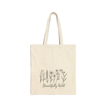 Beautifully Wild Floral Cotton Canvas Tote Bag | Eco-Friendly Shopping Bag, Beach Tote, Gift Bag, Reusable Grocery Bag, Floral Art