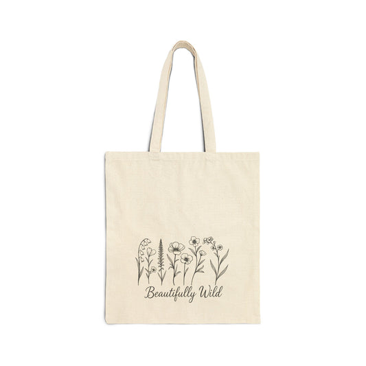 Beautifully Wild Floral Cotton Canvas Tote Bag | Eco-Friendly Shopping Bag, Beach Tote, Gift Bag, Reusable Grocery Bag, Floral Art