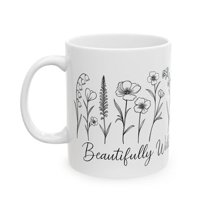 Floral Inspirational Ceramic Mug, Botanical Coffee Cup, Gifts for Nature Lovers, Cute Housewarming Present, Tea Lover's Mug