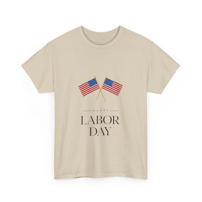 Labor Day Unisex Heavy Cotton Tee, Casual Tee, Holiday Apparel, Patriotic Shirt, USA Pride Tee, Gift for Labor Day