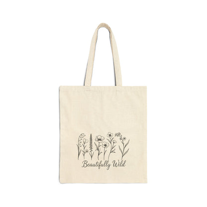 Beautifully Wild Floral Cotton Canvas Tote Bag | Eco-Friendly Shopping Bag, Beach Tote, Gift Bag, Reusable Grocery Bag, Floral Art