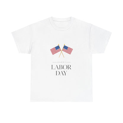 Labor Day Unisex Heavy Cotton Tee, Casual Tee, Holiday Apparel, Patriotic Shirt, USA Pride Tee, Gift for Labor Day