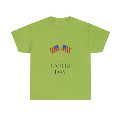 Labor Day Unisex Heavy Cotton Tee, Casual Tee, Holiday Apparel, Patriotic Shirt, USA Pride Tee, Gift for Labor Day