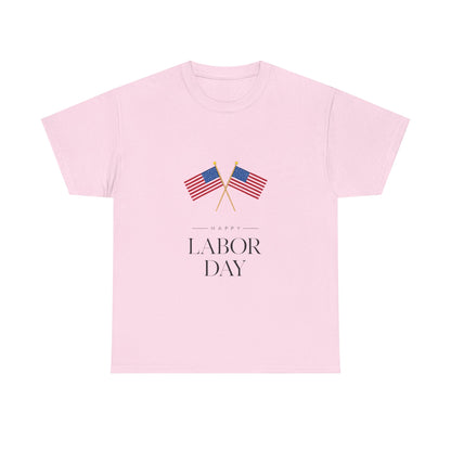 Labor Day Unisex Heavy Cotton Tee, Casual Tee, Holiday Apparel, Patriotic Shirt, USA Pride Tee, Gift for Labor Day